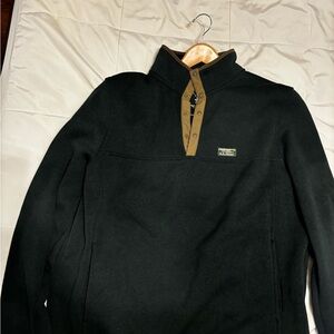 L.L. Bean Black Pullover with Tan Trim